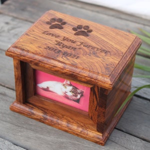Personalized wooden pet urn for loving pet for storing ashes | Bone ashes urn for Dog or Cat Pet Memorial Keepsake | pet memorial box