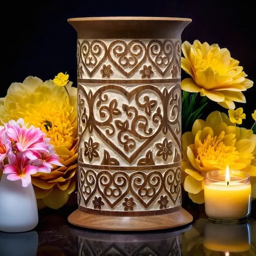 Personalized Indian Rosewood Cremation Urn | Hand Carved, Adult Size