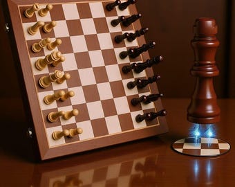 Personalisiertes magnetisches hölzernes Schachspiel | Reisespiel aus Rosenholz | Personalisiere alle Seiten