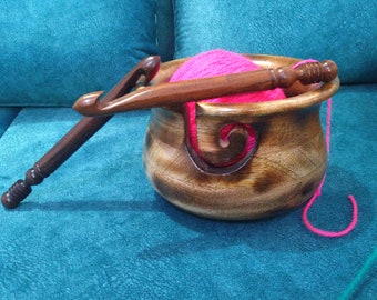 Handmade Mango Wood Yarn Bowl | Knitting & Crochet Storage