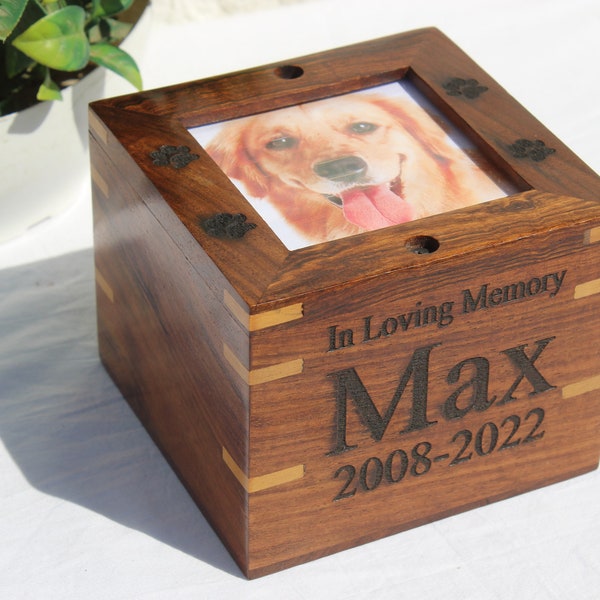 Personalized wooden pet urn for loving pet for storing ashes | Bone ashes urn for Dog or Cat Pet Memorial Keepsake | pet memorial box