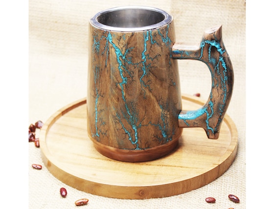 Personalized Wooden Beer Mug with Steel Insert: Groomsmen Gift