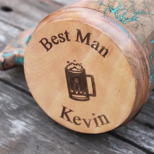 Groomsmen Personalize wooden steel jar drinking mug with handle Groomsmen Gifts for wedding gift for him zdjęcie 3