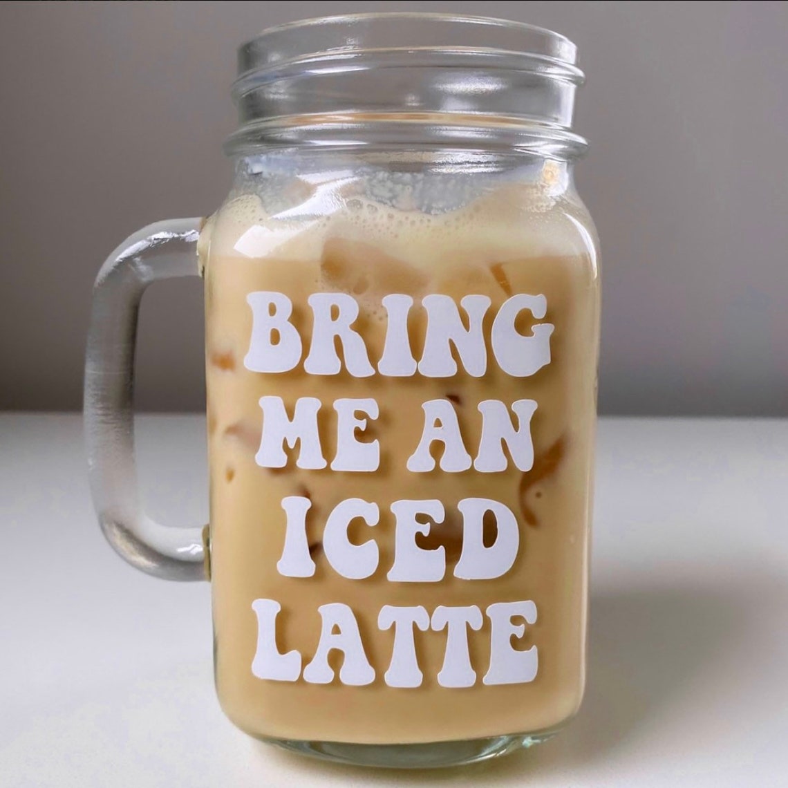Iced Coffee Mason Jar Mug / Mason Jar Glass Coffee Cup / But Etsy