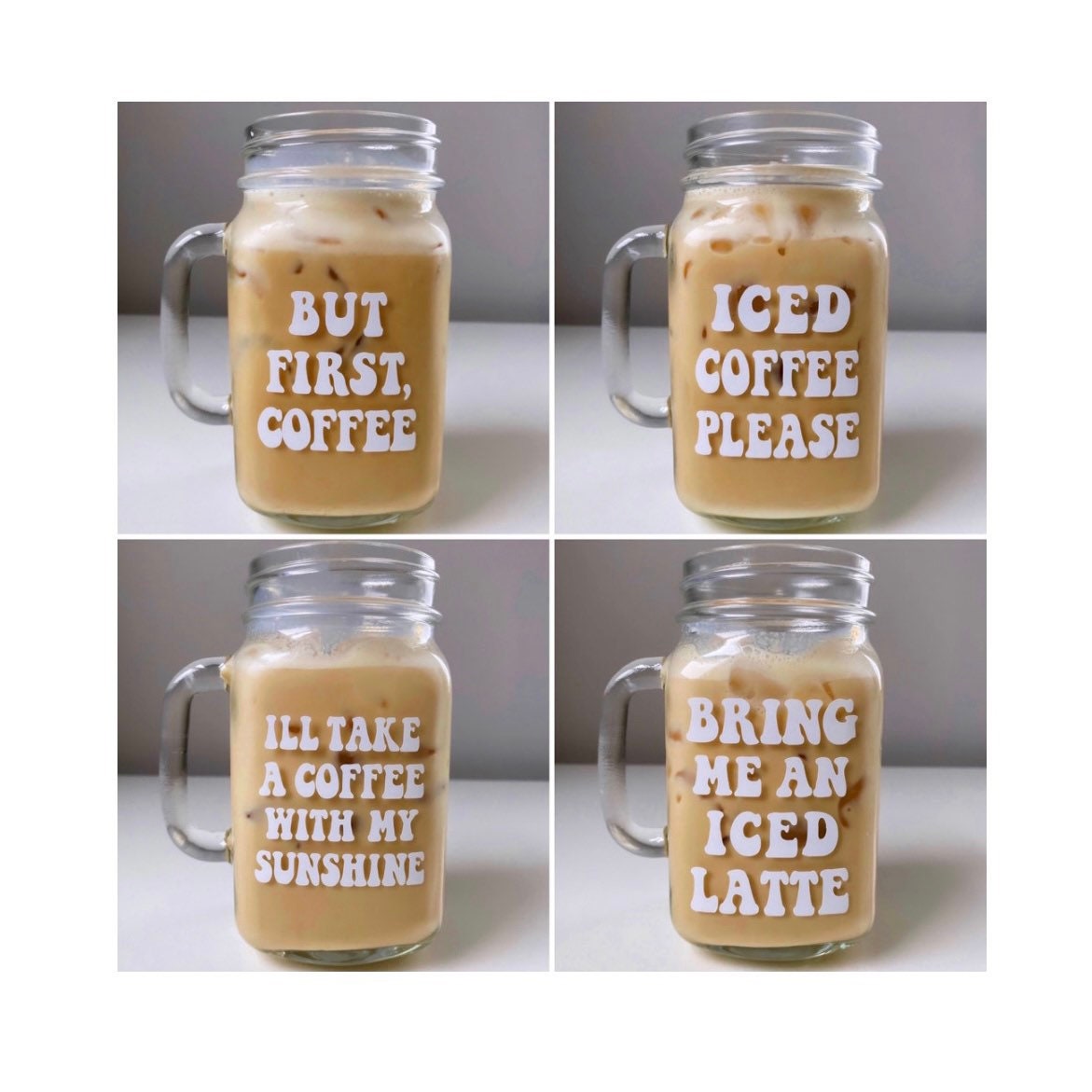 Iced Coffee Mason Jar Mug / Mason Jar Glass Coffee Cup / But Etsy
