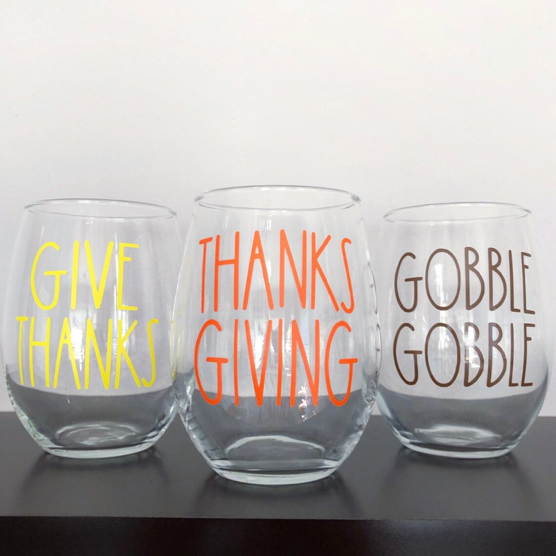 Thanksgiving Wine Glasses / Rae Dunn Inspired Wine Glass/ Etsy