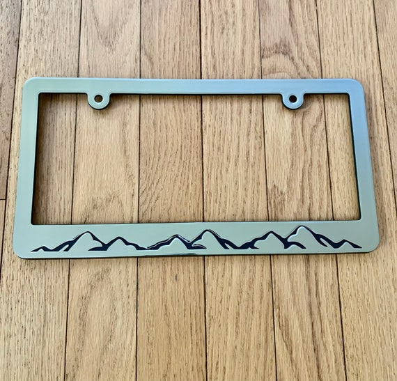 Mountain License Plate Frame Chrome Brushed Plastic rust Free 