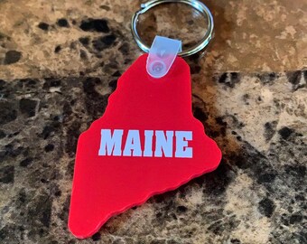 Keychain - Maine - Keychains - Red/ White