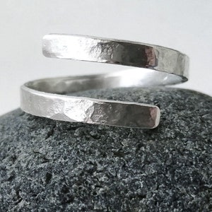 Sterling Silver Adjustable Ring, Hammered Handcrafted, Open Textured Spiral Ring, Made to Measure from Recycled Silver