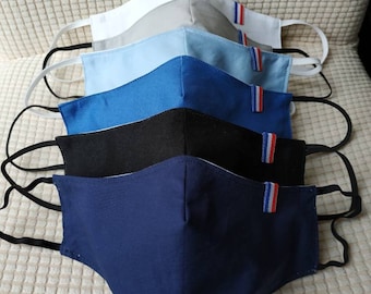 Masque Tissu Lavable 100% coton fait main disponible plusieurs couleurs