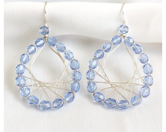 Teardrop silver plated cristals earrings