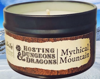 Mythical Mountain Light While Playing Dungeons and Dragons Immersive EXP Soy Wax Candle