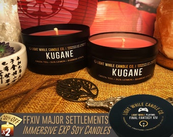 FFXIV Kugane Soy Wax Candle – Green Tea Lemongrass Cherry Blossom – Eastern Aromatherapy Candle – Soy Wax Gift for Gamer