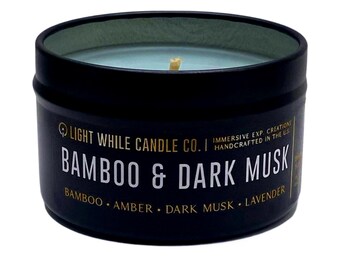 Bamboo & Dark Musk Soy Candle: Grounding Aromatherapy, Cologne Scent