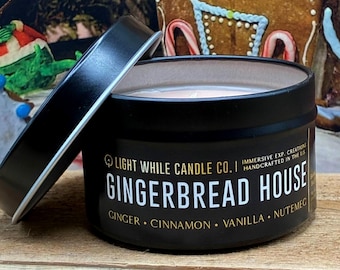 Gingerbread House Candle – Cinnamon & Molasses – Christmas Bakery Soy Candle
