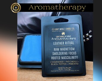 Masculine Leather Scented Wax Melts: Patchouli, Cedarwood & Black Pepper