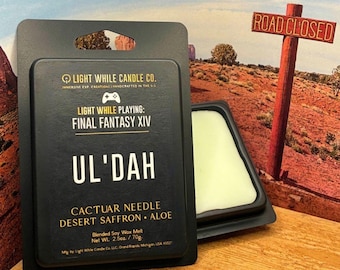 Ul'dah Light While Playing FFXIV Soy Wax Melts – Scented like Orange, Fir & Desert Aloe – Immersive Thanalan Experience
