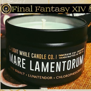 FFXIV Mare Lamentorum Candle – Moon-Inspired Soy Candle – Black Seaweed Lavender Musk – Aromatherapy for Calm & Clarity – RPG Gift