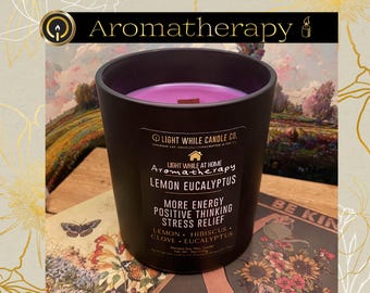 Lemon Eucalyptus Candle – Energy, Positivity & Calm – Aromatherapy Soy Candle with Essential Oils – Stress Relief Gift