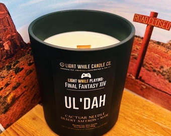 Light While Playing FFXIV Ul'Dah Soy Wax Candle – Scented like Aloe, Agave, Chrysanthemum & Patchouli – Immerse in Thanalan Desert Ambience