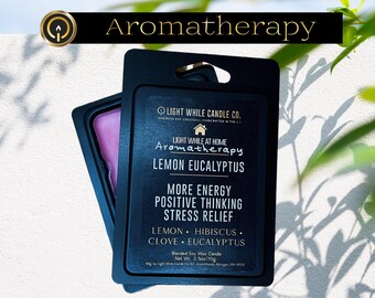 Lemon Eucalyptus Wax Melts– Energy, Positivity & Calm – Aromatherapy Soy Wax with Essential Oils – Stress Relief.