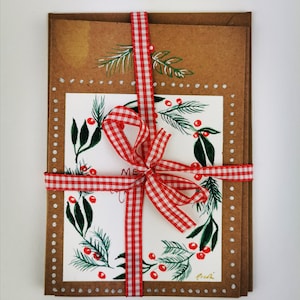 Cartões de Natal pintados à mão