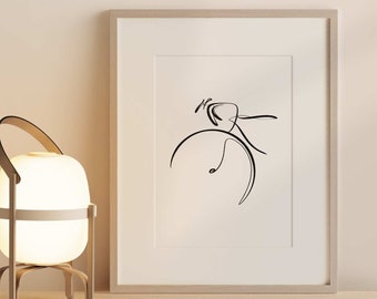 Simple Bicycle Printable Wall Art, Bicycle Line Art, Abstract Bike Drawing, Cyclist Poster Decor, Bike Lover Art Print, Minimal Line Sketch