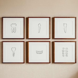11 Zahnarzt Zeichnungen, Zahnarzt Wand Kunst Set, Zahnheilkunde Kunstdruck Bundle, druckbare Zähne Poster, abstrakte Zahn Linie, Arztpraxis Dekor