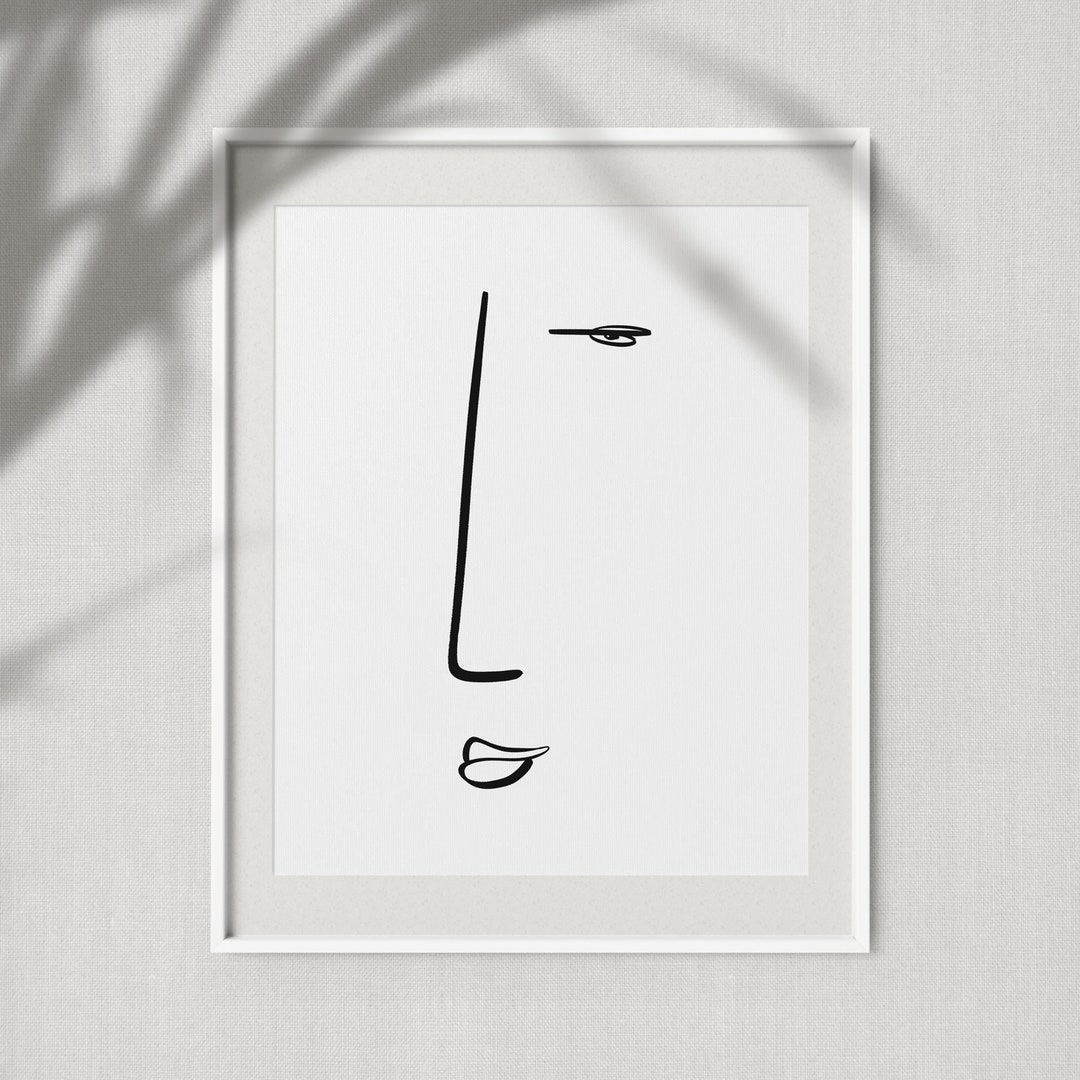 Simple Abstract Face Art Print, Minimalist Face Figure Painting ...