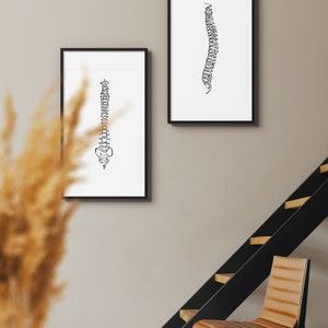 20 tekeningen menselijk skelet, medische muurkunstset, afdrukbare abstracte anatomische kunstprints, lijntekeningen chiropractie, botschetsposters afbeelding 5