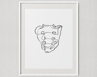 Abstrakte Sacrum Knochen Kunst, medizinische eine Linie Zeichnung, Anatomie druckbare Wandkunst, minimalistische Skelett Malerei, Chiropraktik Poster, Dekor