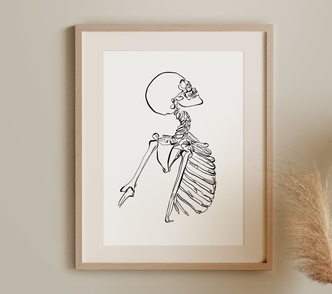 Skeleton Printable Wall Art, Abstract Anatomy Art Poster, Bone Line ...