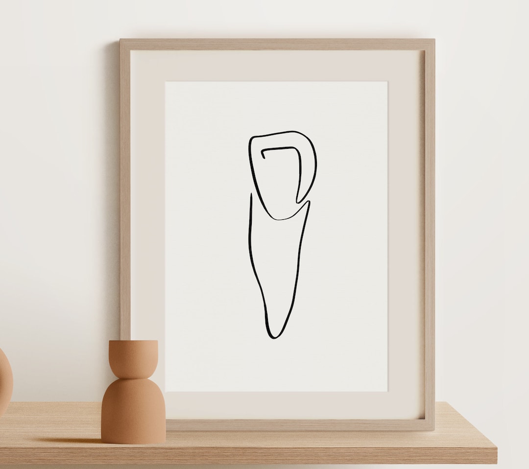 Minimalist Tooth Line Art, Canine Drawing, Simple Dental Printable Wall ...