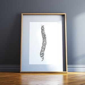 Abstract Spine Line Painting, One Line Spinal Art Print, Chiropractic ...