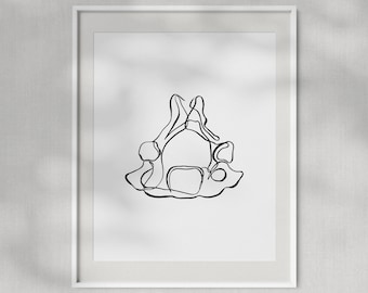 Abstrakte Halswirbel, minimalistische Anatomie Malerei, eine Linie Knochen Zeichnung, Chiropraktik druckbare Wandkunst, Massage Therapeut Dekor