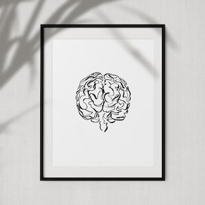 One Line Brain Drawing, Abstract Brain Art Print, Neurology Printable Wall Art, Human Brain Anatomy Art, Line Painting Illustration, Decor