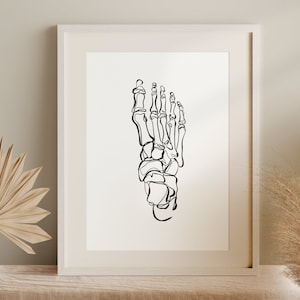 Minimalist Foot One Line Drawing, Minimalist Skeletal Painting, Massage Therapist Poster, Medical Printable Wall Art, Anatomy Bone Print