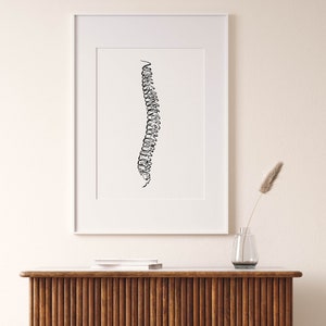 Abstract Spine Line Painting, One Line Spinal Art Print, Chiropractic ...