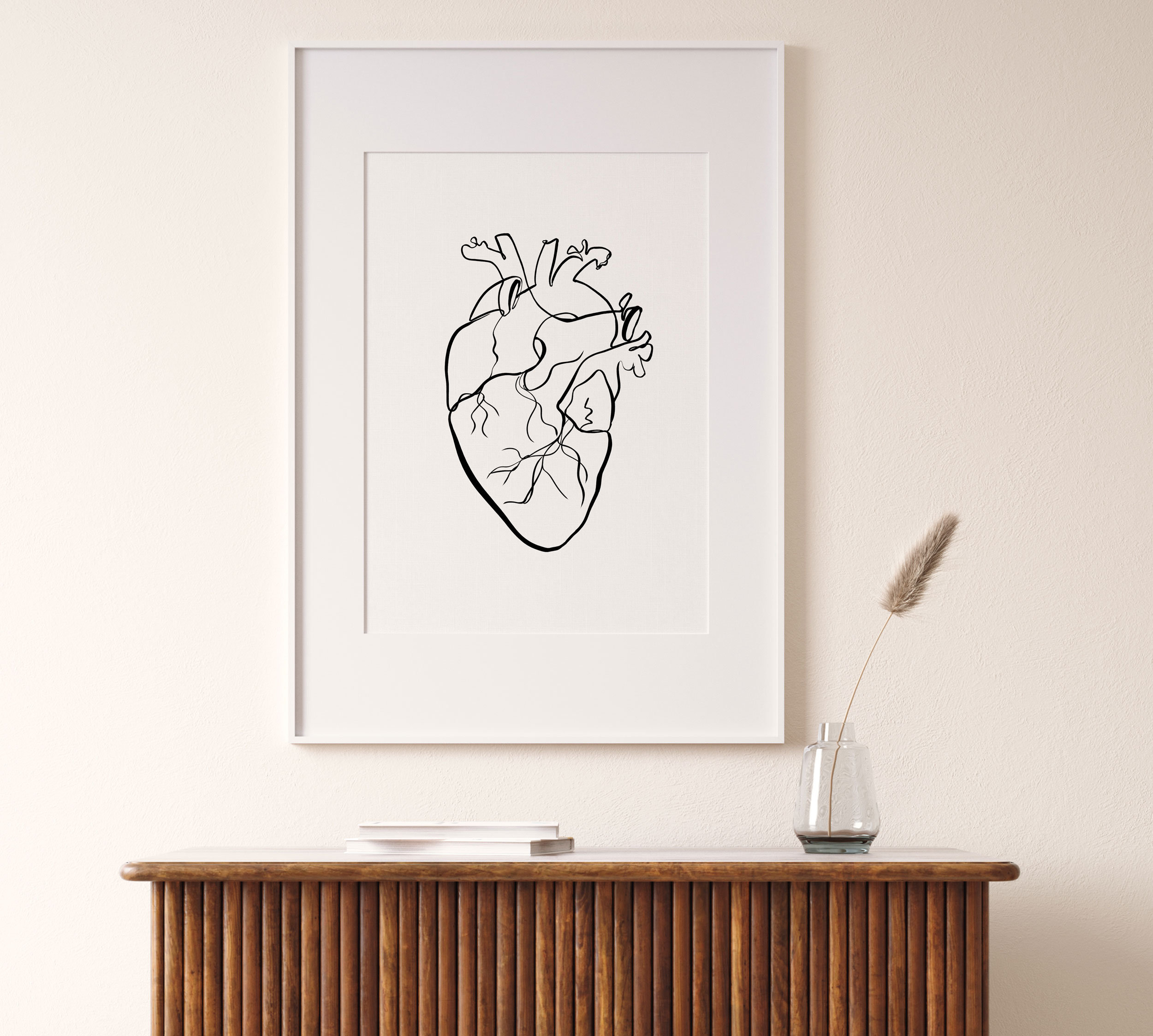 Abstract Heart Wall Art Painting Minimalist Heart Line Art Etsy Canada