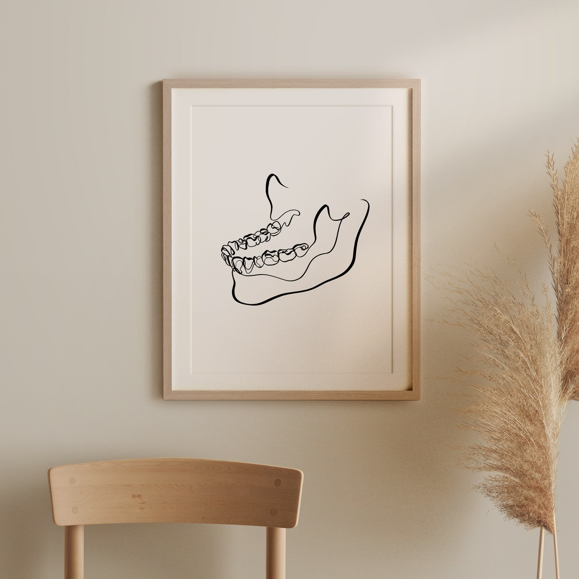 Abstract Jaw and Teeth Wall Art Dental Line Art Painting - Etsy