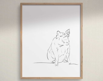 Minimalistisches Schwein Zeichnung Kinderzimmer Kunst, Bauernhof Tier Skizze Druck, einfache Schwein Illustration, Boho Kinder Wandkunst, druckbare Bauernhof Tier Kunstwerk