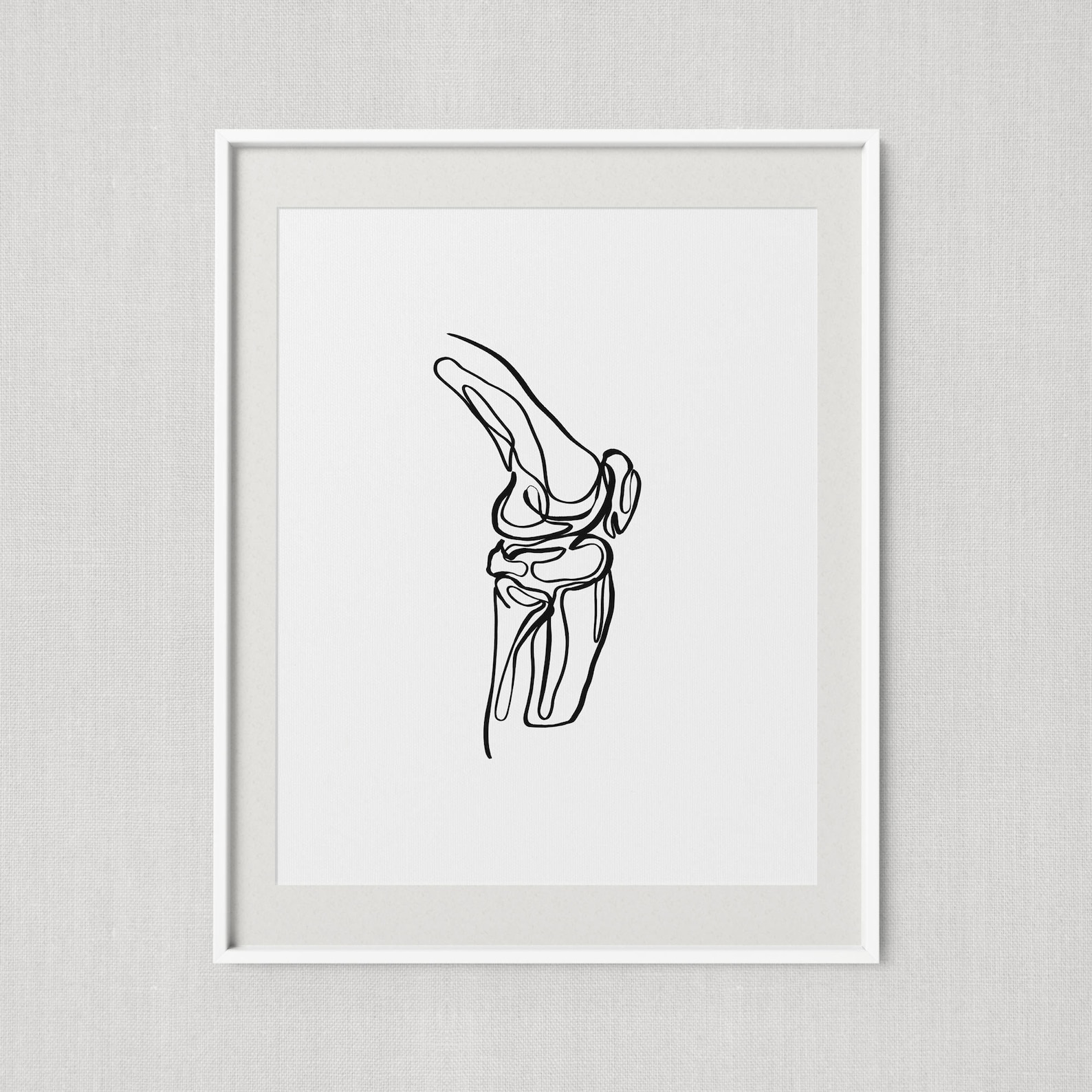 Abstract Knee Illustration, Ligament Joint Bone Art, Medical Line Art ...