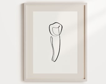 Incisor Zahn Linie Kunst, Abstrakte Eine Linie Zahnarzt Wandkunst, Den dental Skizze, Druckbare Kunst für Büro, Mund Anatomie Zeichnung, MinimalIstische Zahnzeichnung