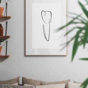 Central Incisor Tooth Art, Minimal Teeth Line Art, Dental Printable ...