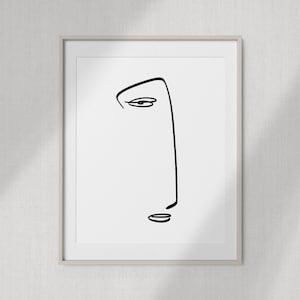 Minimalist Abstract Face Artwork, Simple Face Figure Drawing, Modern Line Art Painting, Boho Printable Wall Art, Modern Decor Art Poster