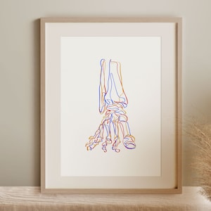 Abstract Foot Line Painting, Skeleton Printable Illustration, Minimalist Chiropractic Wall Art, Massage Therapy Print, Anatomy Art Drawing