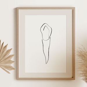 Abstract Canine Tooth Wall Art, Minimalist Dental Printable Art, Simple Orthodontist Print, Medical One Line Drawing, Teeth Sketch Poster