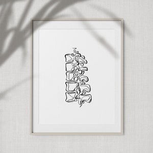 Minimal Spine Line Art Painting, One Line Bone Wall Art, Chiropractor Art Print, Orthopedic Office Decor, Printable Medical Art, Anatomy Art