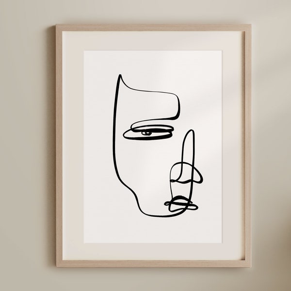 Abstract Face Minimalist Line Drawing Etsy