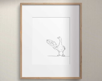 Duck Nursery Wall Art Printable, Minimalist Duck Drawing, Farm Animal Line Art Decor, Kids Wall Decor Prints, Simple Sketch Artwork, Poster